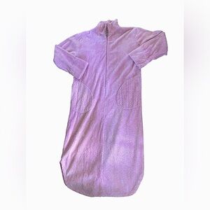 VTG Stan Herman Pink Cozy Chenille Bathrobe Sz. M Zip Up Large Pockets Round Hem